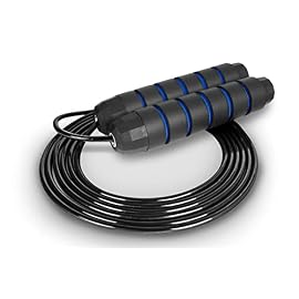ProsourceFit Speed Jump Rope up to 8 Foot Adjustable Length for Men and Women, Foam Handles, Ultra Light Rope for Strength Training, Boxing, Jumping Exercises and Cardio Workout, Blue