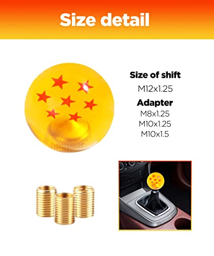 Yakefly Z Star Manual Gear Stick Shift Knob,Z Stars Shift Knob With M8X1.25 M10X1.5 M10X1.25 Adapter,Universal Round Ball Gear Shifter Knobs (7 Star) #TOP1