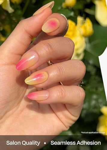 Image of ohora Semi Cured Gel Nail Strips (N Tropical Dream) - Works with Any Nail Lamps, Salon-Quality, Long Lasting, Easy to Apply & Remove - Includes 2 Prep Pads, Nail File & Wooden Stick