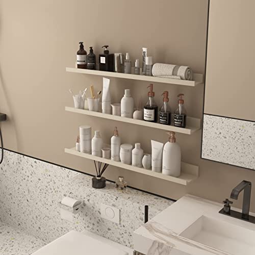 Giftgarden 36 Inch Floating Wall Shelves Creamy White Beige Wood-Grain, Large Picture Ledge Long Wooden Shelfs For Bedroom Living Room Kitchen Bathroom Nursery Office, Set Of 3 Different Sizes #TOP3