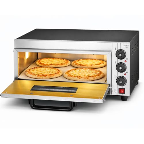 Image of Blend Art Commercial Electric Pizza Oven 2000W | 16x16 Inch Stone | 50-350C Temperature Control |Single Deck Countertop Restaurant, Cafe,Bakery,Cloud kitchen (Metal Body (Black))