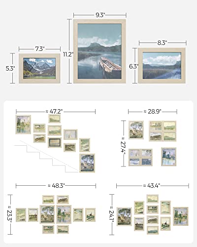 Songmics Picture Frames, 10 Pack Collage Picture Frames With Two 8X10, Four 5X7, Four 4X6, Photo Frame Set For Wall Gallery Decor, Hanging Or Tabletop Display, Clear Glass Front, Natural #TOP4