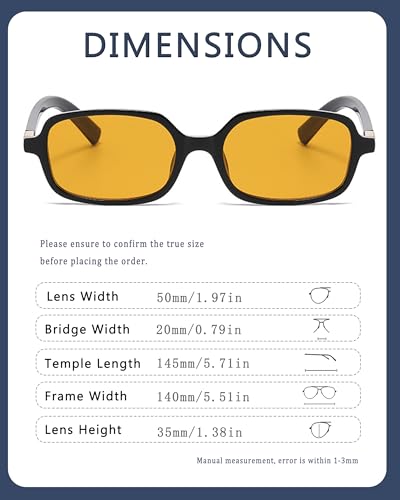 Image of Retro Rectangular Sunglasses for Women Men 90s Trendy Square Sun Glasses Small Vintage Sunnies