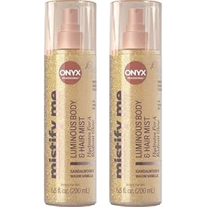 Onyx Professional Hydrating Shimmer Mist with Squalane & Blue Tansy, Sandalwood Vanilla, 6.5 fl oz, 2pk – Shimmer Hair and Body Mist Creates a Radiant Glow with Lightweight Moisture