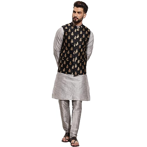 Kurta Pyjama Silk Blend avec Veste pour Mariage et Cérémonie Sojanya