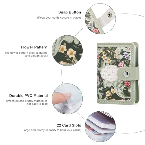 Image of RNIEGA Card Holder for Women Small Womens Wallet Vegan Leather RFID Blocking Transparent Card Case with 22 Slots