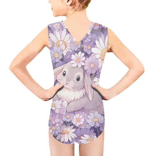 Image of Girls Cartoon Pattern One-Piece Swimsuits Sport Racer Swimwear Beach Bathing Suit, Size 5-14
