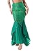 YiZYiF Women's Party Costume Sequins Mermaid Long Tail Skirt with Asymmetric Mesh Panel Small Green