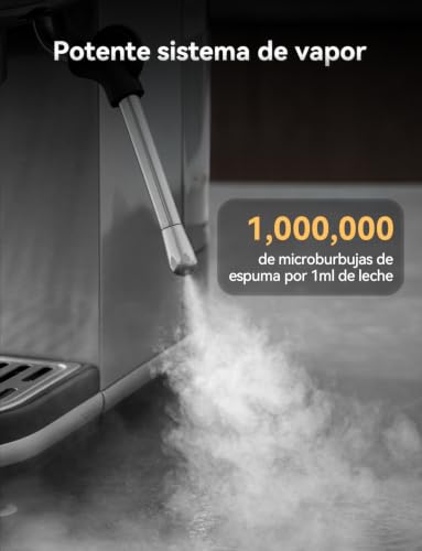 Miniatura 5 de Neretva Cafetera 20 Bares, Cafetera Espresso 1350w Ultracompacta De Acero Inoxidable Con Pantalla Led Vaporizador Depósito De1.3 L Cafetera Express Profesional Doméstica Espresso Macchiato Latte