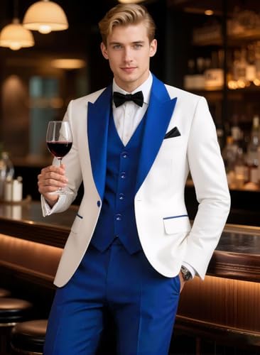 Fashion Wedding Suit for Men Groom Slim Fit Elegant 3 Piece Peaked Lapel Party Dinner Tuxedo2
