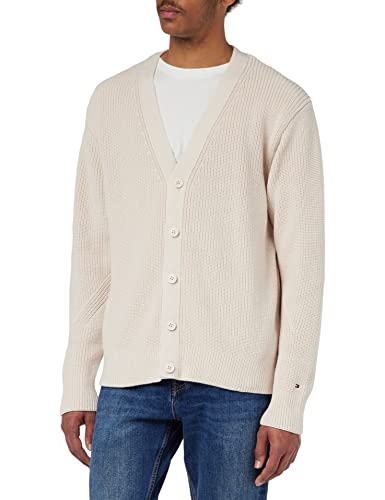 Tommy Hilfiger Herren Cardigan Strickjacke, Elfenbein (Feather White), XL
