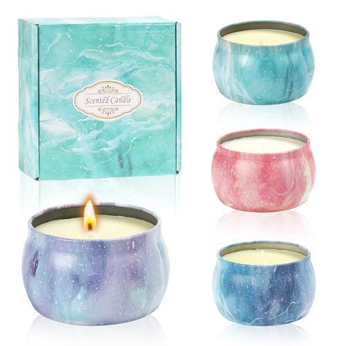 Velas Aromaticas Regalo, 4 Piezas Velas Perfumadas de Cera de Soja Natural para Aromaterapia, Decorativas para Yoga Baño Dormitorio, Regalo para Mujer Mama Amiga en Cumpleaños
