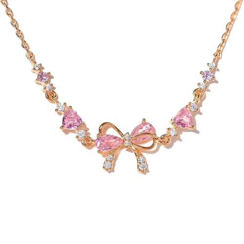 Bow Zircon Bracelet - Friendship is Like a Bow,Adjustable Ribbon Bow Beaded Chain Bracelet,Love Knot Pink Zircon Friendship Bracelets,Women Trendy Bracelet Gift for Her4