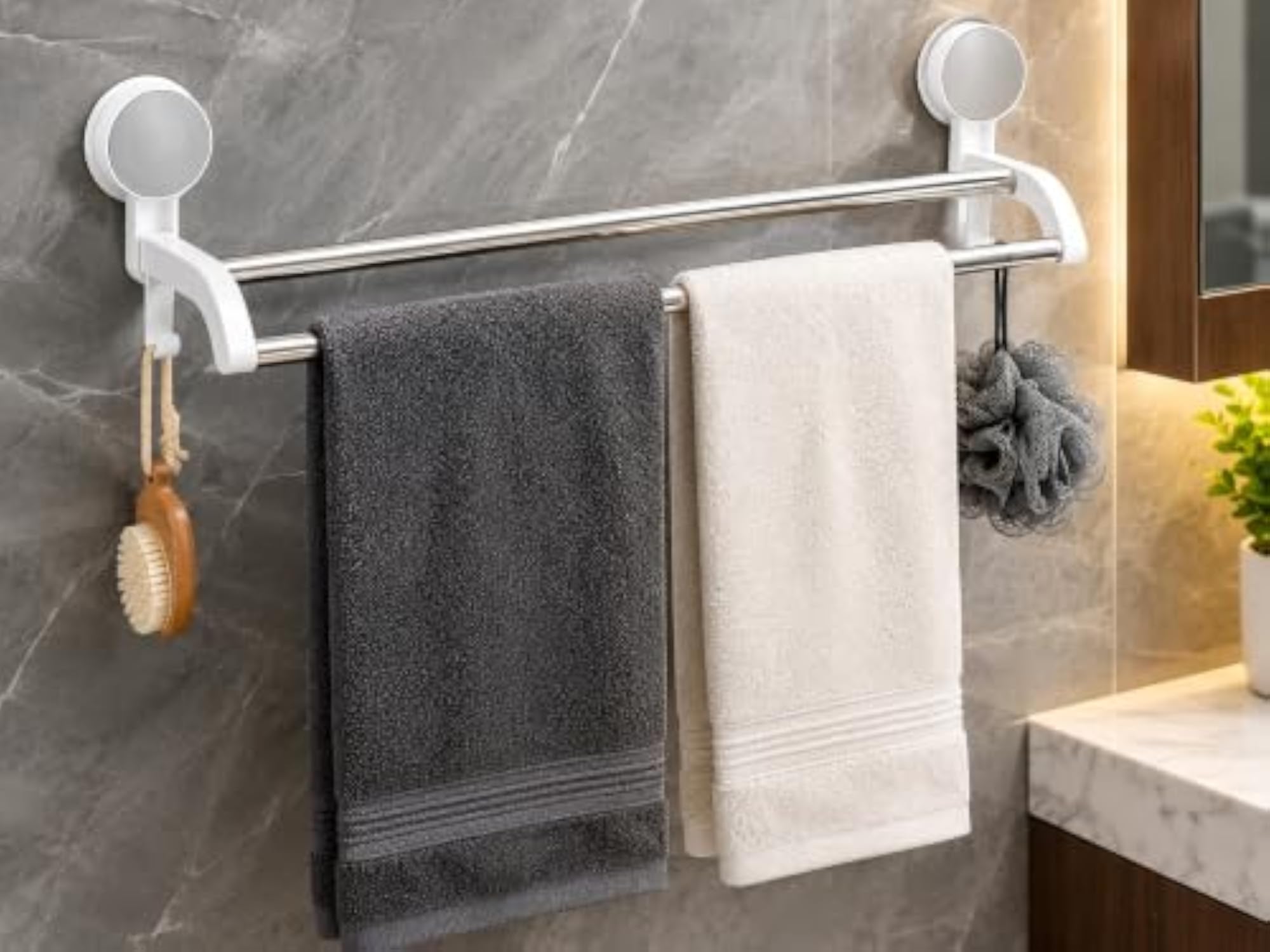 Double Towel Bar for Bathroom, Space-Saving Design