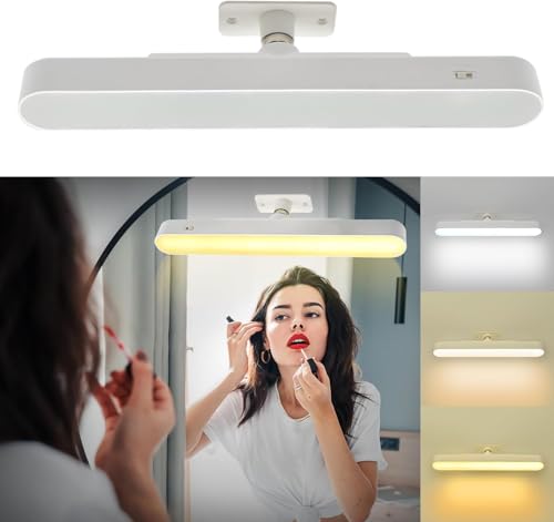 JRXH Schminklicht für Spiegel Kabellos, 4000mAH Spiegelleuchte Akku, Beleuchtung Licht für Makeup, 360°Drehung Spiegellampe