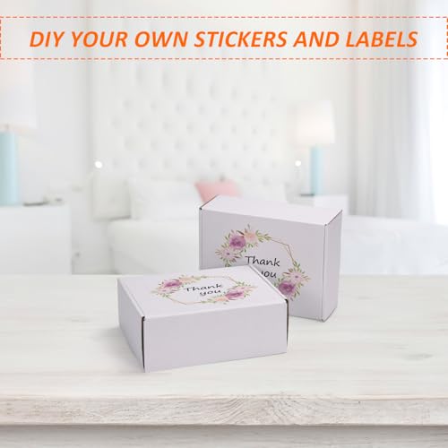 Image of HORLIMER 8x6x3 inches Shipping Boxes Set of 25, White Corrugated Cardboard Box Literature Mailer, 25 Stickers Included