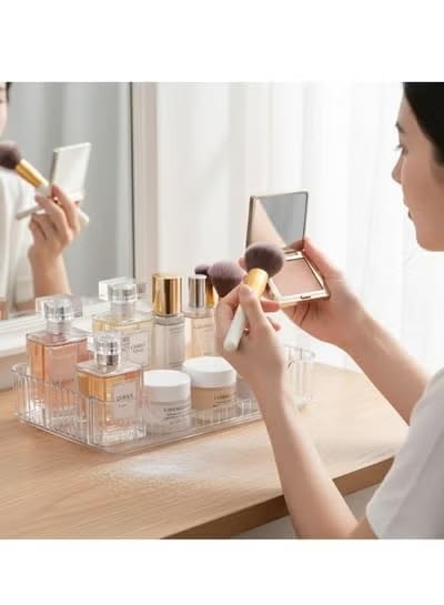 Stackable Acrylic Storage Organizer – Two-Piece Shelf for Cosmetics, Kitchen Tools, Bathroom Essentials and Perfumes – 30 × 17 cm