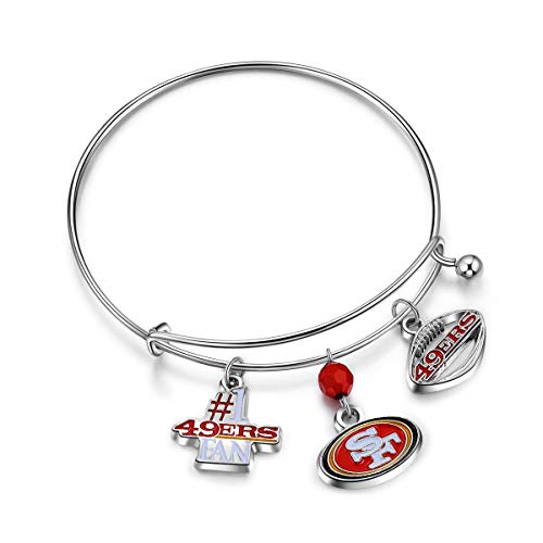 Pro Specialties Group NFL San Francisco 49ers Three Charm Logo Bracelet, Small
