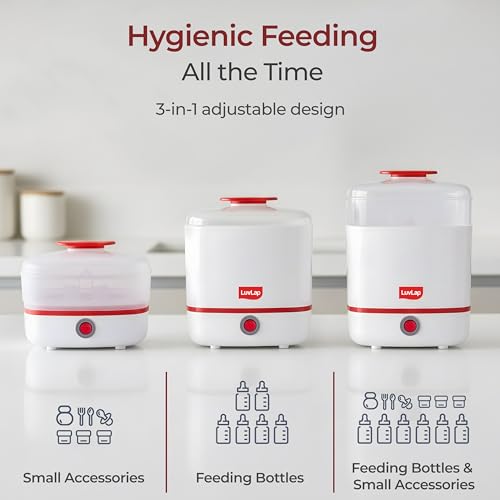 Image of LuvLap 3-in-1 Electric Steam Sterilizer, Sterlizer for Baby Products, Kills 99.9% Germs, 8 Minutes Superfast Sterilization, Keeps Items sterile for up to 24 Hours* (Pack of 2)
