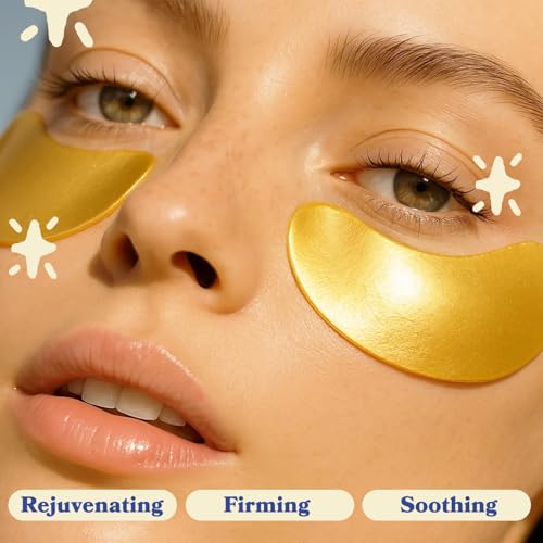 le gushe gold under eye patches for puffy eyes and dark circles 20 pairs - hydrating collagen under eye masks with snail mucin - soothing puffy eyes treatment for women amp men - bridesmaid gifts