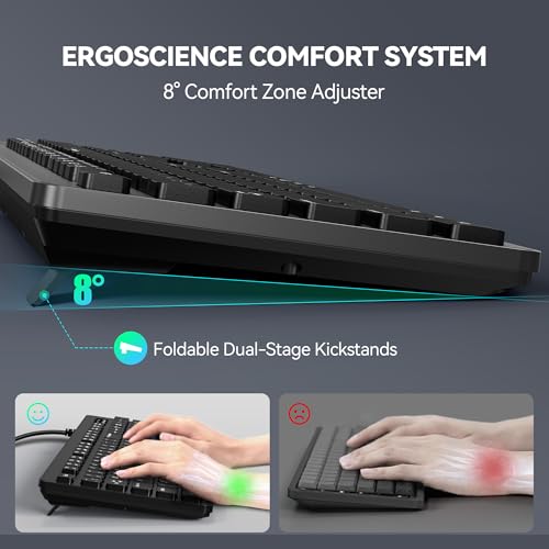 TECKNET Wired USB Keyboard, Full-Size Silent Office Keyboard with Numeric Keypad, Spill-Resistant Design, QWERTY UK Layout, Compatible with PC Laptop Desktop Windows/Mac – Black - Image 6