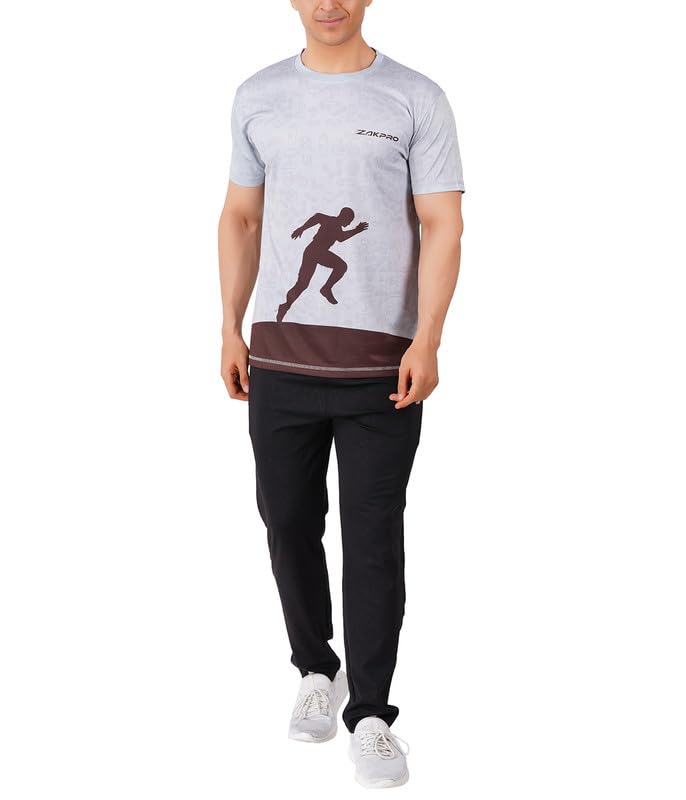 Image of ZAKPRO Sports T-Shirt for Men | Sports fit | Sports tee for Men | Polyester Active Wear | Running | Gym Workout wear | Stretchable Fabric