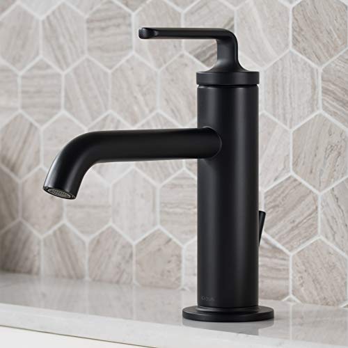 Mitigeur de lavabo noir mat avec commande fluide et vidage intégré