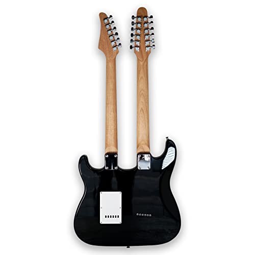 Tario Double Neck Electric Guitar White 12 String & 6 String Mahogany Body Mahogany Neck Maple Fretboard (Sunburst) #TOP2