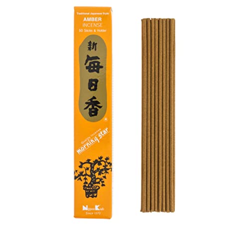 Nippon Kodo Incienso Morning Star Ámbar, Incienso de Estilo Japonés de 50 barritas, Incluye...