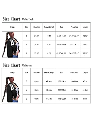 Babyhealthy FBAZW-FQ21166-A BLACK-S Womens Crop Varsity Baseball Jacket Stitched Leather Bomber Jacket Y2K Streetwear Short Coat thumb #5