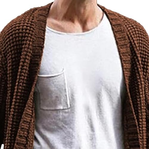 Suéter de cuello chal de hombre abrigo casual de punto grueso con botones para invierno 6