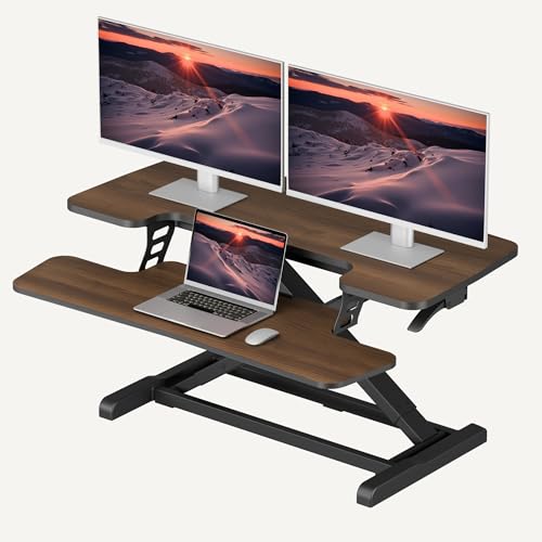 SANODESK 36" Mechanical Spring Standing Desk Converter with Keyboard Tray