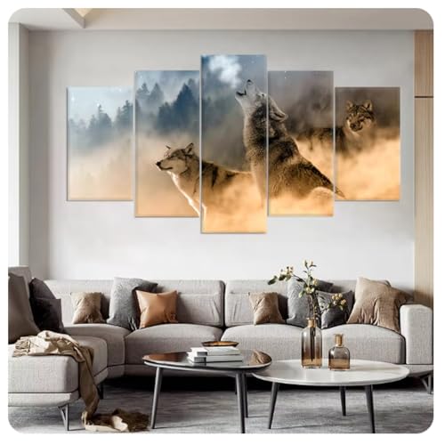 Affiches loup hurlant pour habiller un grand mur vide lot de 5 toiles déco salon 30x40 30x60 30x80