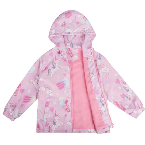 ESTAMICO Girls' Fashion Winter Coat Zip Up Fleece Jackets Water-resistant Wind-proof Little Girls Clothes, Pink 9-10