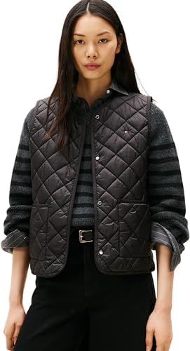 Tommy Hilfiger Damen Weste Padded Quilted Steppweste, Schwarz (Black), XL