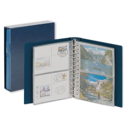 Album Classic LINDNER pour cartes postales avec boîtier bleu