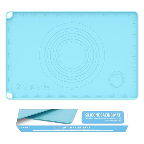 Tapete de Horneado de Silicona con Medidas - Tapete de Rodillo Antiadherente para Pastelería y Masa para Pizza, Pan, Tarta y Macarons - Reemplazo Perfecto para la Bandeja de Hornear (Azul)