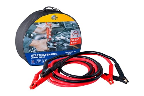 HELLA Starthilfekabel - Überbrückungskabel Auto - 5,0 Meter - Starterkabel für Benzin- und Dieselmotoren- mit Tragetasche - 8KS 236 693-001