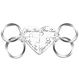 Personalized Matching Heart Puzzles Name Keychain Custom Engraved Key Chain ID Key Tag Friendship Keychain for Best Friends of 4