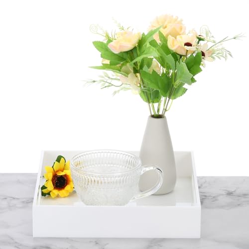 Patikil PTA230912TT001020EU Modern Elegant 10 Inch X 10 Inch Large White Acrylic Tray For Serving And Decorative, 2"/5Cm Height Square Glossy Acrylic Serving Tray thumb #3