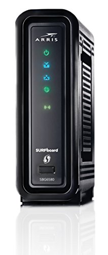 ARRIS SURFboard SBG6580-RB 8x4 DOCSIS 3.0 Cable Modem / N300+N300 Dual Band Wi-Fi Router - (ARRIS Renewed) - Black