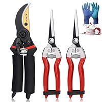 Kynup Gartenschere Set, Edelstahl Baumscheren & Gartenscheren, Pflanzenschere Bypass für Äste, Pflanzen, Obst, Ergonomische Garten Rosenschere, Max 25mm Schneiddurchmesser