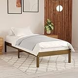 Color: marrón miel ECLAY Marco de cama de madera de pino maciza marrón miel 75 x 190 cm 2 pies 6 camas individuales pequeñas, camas y accesorios, camas y marcos de cama,
