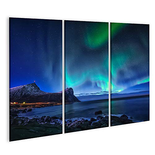 Cadre sur toile aurore boréale norvège à la finition artistique premium