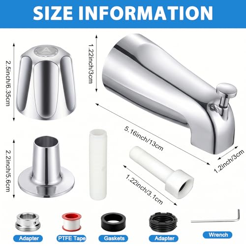 Juego de grifería para bañera, 3 manijas para ducha, compatibilidad con Pfister Verve 3 manijas, conexiones macho de 1/2" y 3/4" miniatura 2