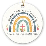 Weihnachtsschmuck für Patentante 2025, doppelseitige Keramik-Ornamente für Weihnachtsdekorationen, Patentantengeschenke von Patenkind, katholisches Ornament für Urlaubsdekoration, Taufgeschenke für