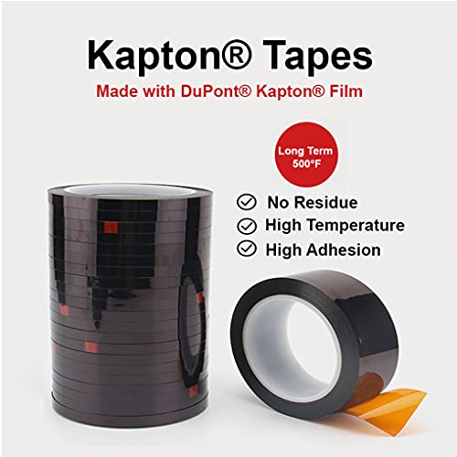 CGS, 5 Mil Dupont Kapton® Tape. High Temperature Heat Tape, UL 510 Flame Retardant, Clean Removal. 0.25" x 36 Yards by CGS TAPE - Image 2