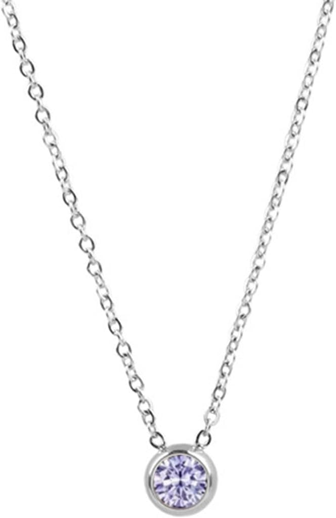 Jude Jewelers Stainless Steel Birthstone Classic Plain Solitaire Style Collar Statement Party Necklace