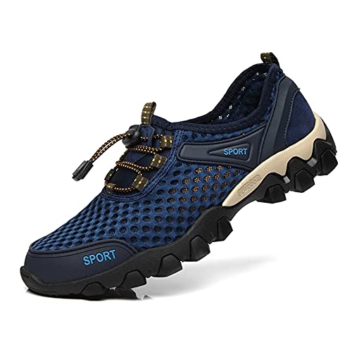 SRUQ ウォーターシューズ メンズ スポーツサンダル マリンシューズ アクアシューズ アウトドア 水陸両用シューズ 釣り 靴 アウトドアシューズ 登山靴 トレッキングシューズ 厚底 滑り止め 軽量 通気性 (ブルー, measurement_25_poi