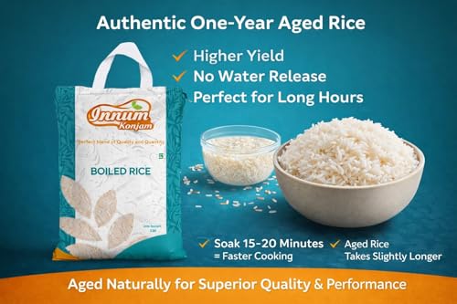 Image of INNUM KONJAM Aged Ponni Boiled Rice (old Rice) - 5Kg (parboiled | easy-cook | sella rice |miniket | பொன்னி புழுங்கல் அரிசி)